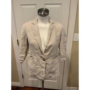 Michael Kors Tan Linen Single Button Blazer, Size 2P